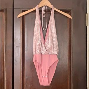 Pink Shimmer Halter Bodysuit